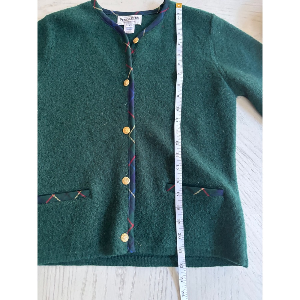 Pendleton Petite Green Virgin Wool Button Front Cardigan Sweater Women P - Picture 5 of 5